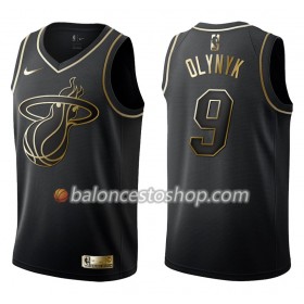 Camiseta Hombre NBA Miami Heat Kelly Olynyk 9 Nike Negro Golden Edition Swingman